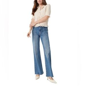 NWT Sam Edelman Ivy Fringe Trim Short Sleeve Button Up Cardigan Gardenia Sz M